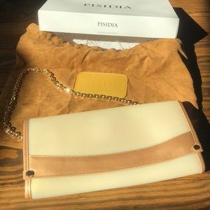 NEW Pisidia DUO Clutch. Stunning tan & gold